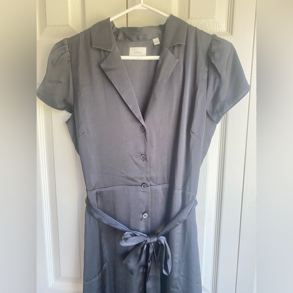 NEW Aritzia Wilfred Shirt Satin Button-up Shirt Dress - Picture 10 of 13